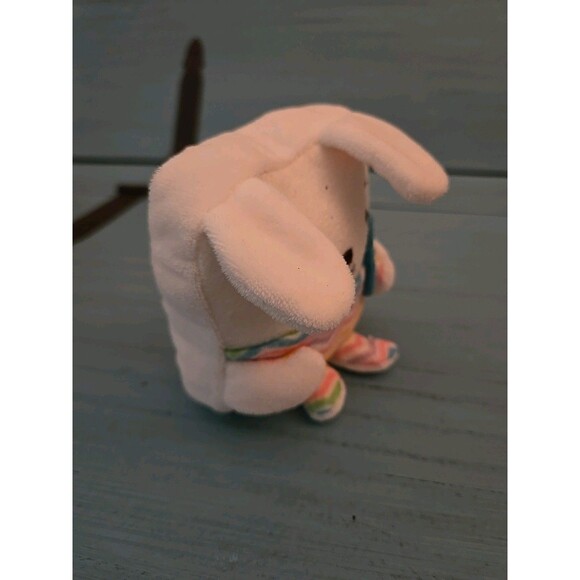 HALLMARK EASTER TUCK A BELLIES WHITE RAINBOW BUNNY RABBIT STUFFED ANIMAL PLUSH - Picture 3 of 7